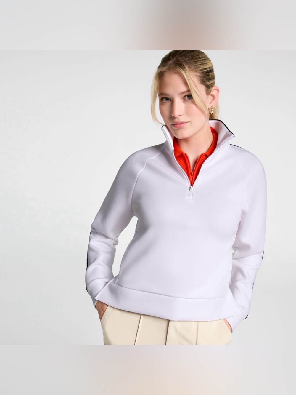Calia Women’s Soft Scuba 1/4 Zip Pure White